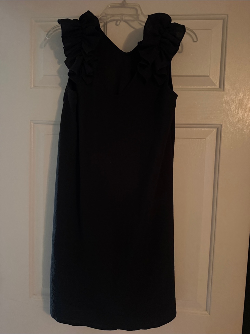 entro Black Mini Dress with Ruffle Shoulders